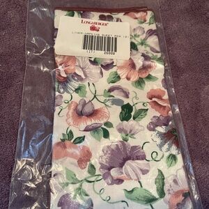 Longeberger (2) napkins sweet pea #26808, never used #8010